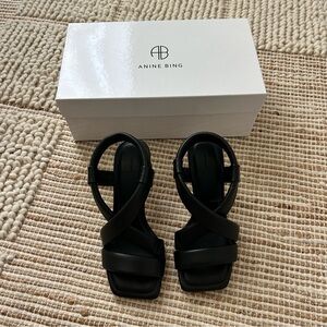 Anine Bing Chunky Black Slingback Heels size 36